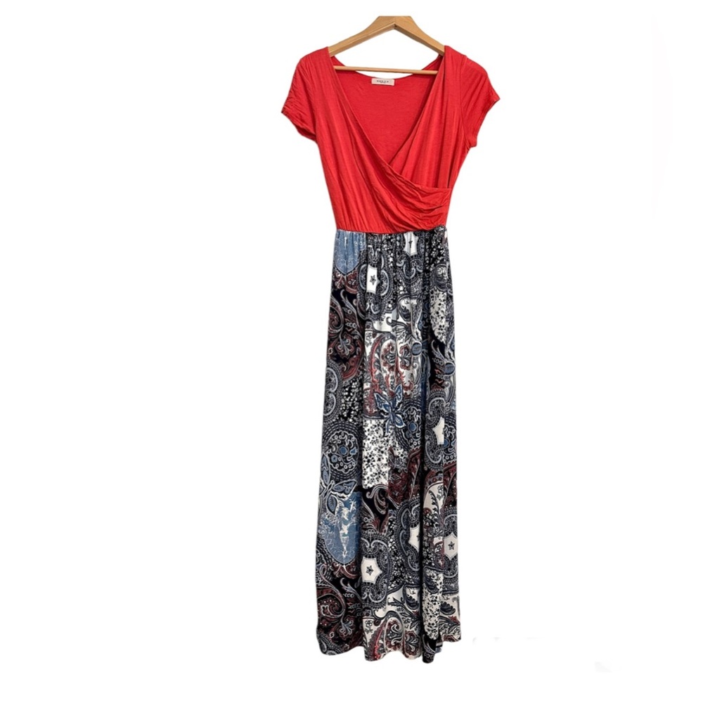 Gilli stitch fix pink and blue maxi dress
